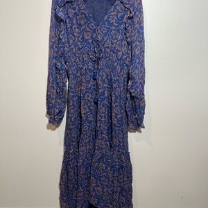 FIGUE Boho Maxi Dress – Size Large – Long Sleeve – Hook & Eye Front